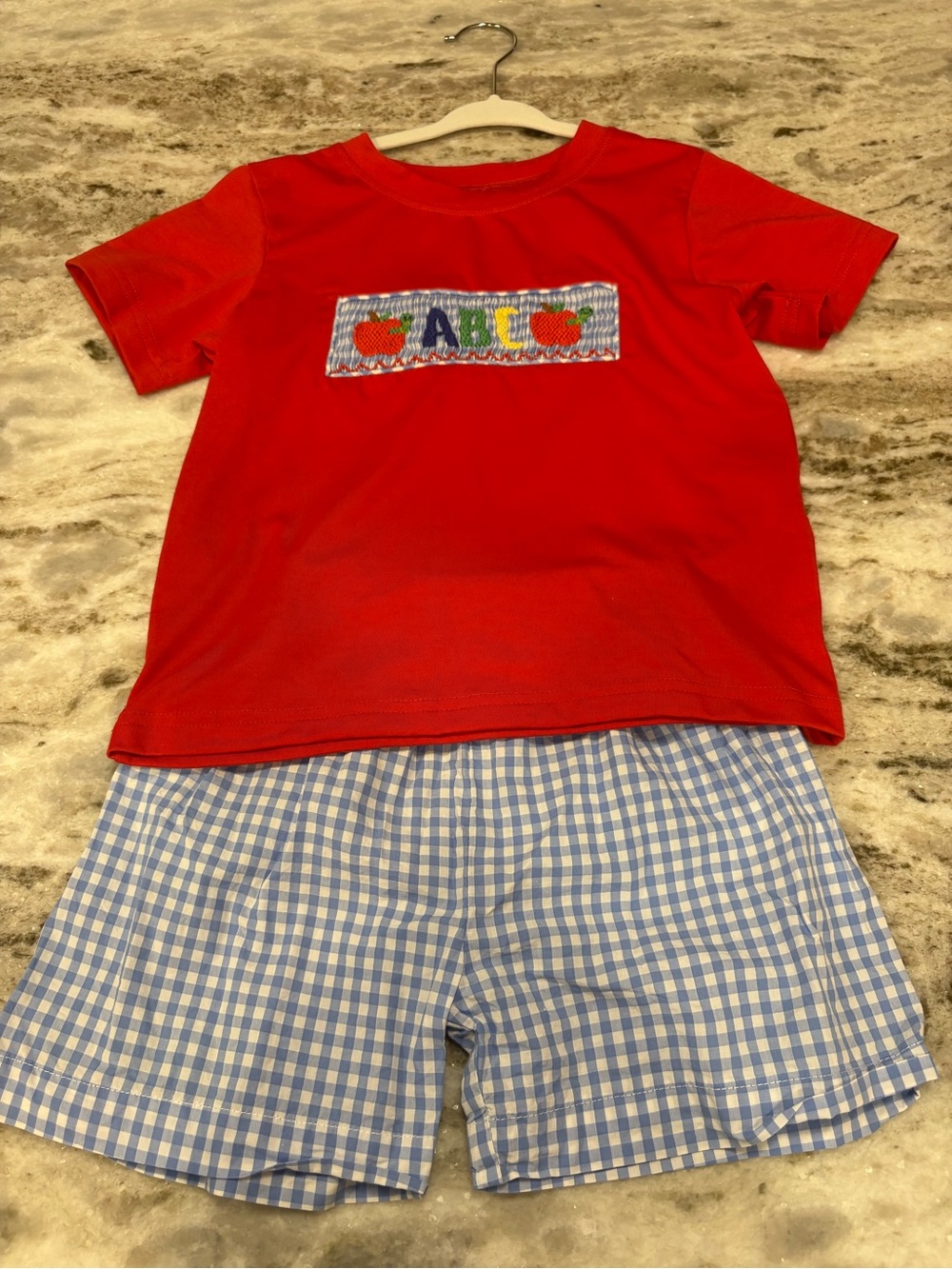 Back to school smocked boys short set